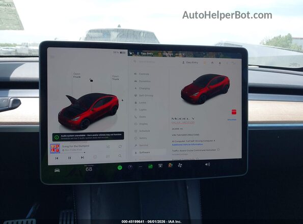 7SAYGDEF2RA272180 2024 TESLA MODEL Y Бордовый Вид задних сидений