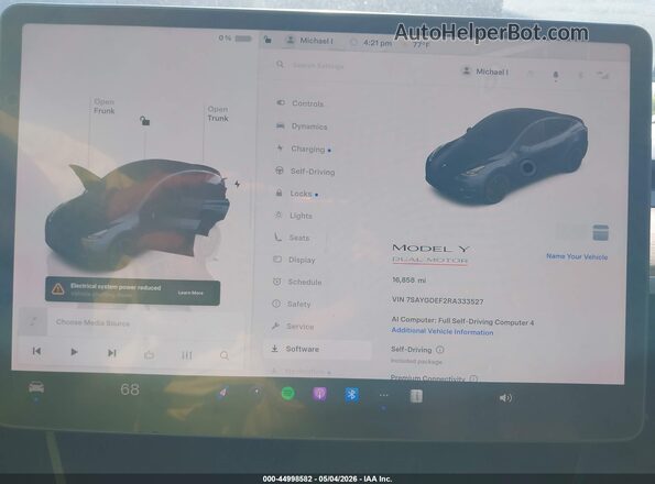 7SAYGDEF2RA333527 2024 TESLA MODEL Y Gray Հետևի նստատեղերի տեսք