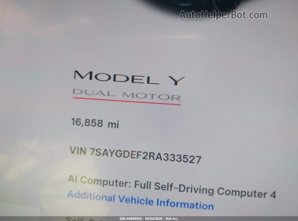 7SAYGDEF2RA333527 2024 TESLA MODEL Y Gray 