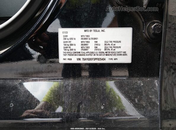 7SAYGDEF3PF825404 2023 TESLA MODEL Y Black Вид підкапотного простору