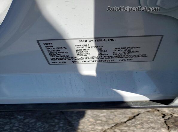 7SAYGDEF4SF216539 2025 TESLA MODEL Белый Вид подкапотного пространства