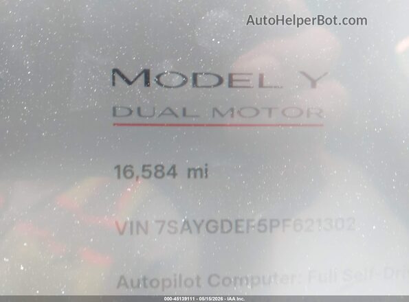 7SAYGDEF5PF621302 2023 TESLA MODEL Y Blue სალონის 360-გრადუსიანი ხედი