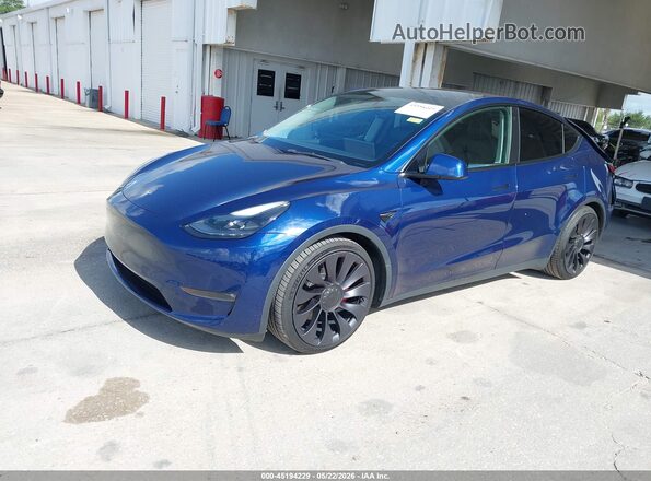 7SAYGDEF6NF382419 2022 TESLA MODEL Y Blue Передня ліва чверть