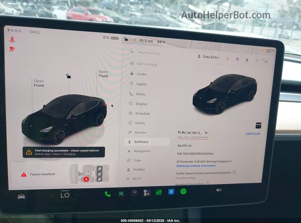 7SAYGDEF6RA304094 2024 TESLA MODEL Y Black უკანა სავარძლების ხედი