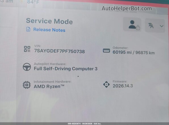 7SAYGDEF7PF750738 2023 TESLA MODEL Y White 