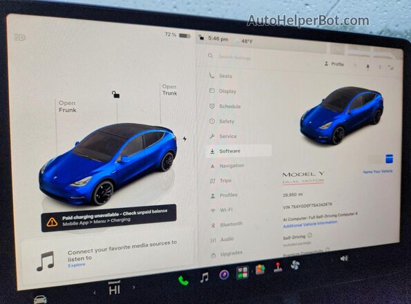 7SAYGDEF7SA342679 2025 TESLA MODEL Blue Widok zestawu wskaźników