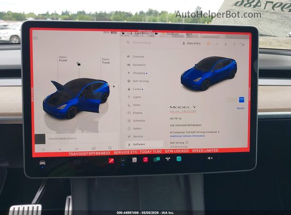 7SAYGDEF9PF664833 2023 TESLA MODEL Y Dark Blue 