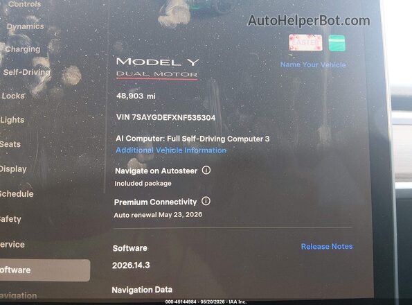 7SAYGDEFXNF535304 2022 TESLA MODEL Y Белый Вид задних сидений