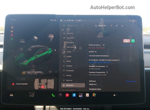 7SAYGDEFXNF535304 2022 TESLA MODEL Y Белый 