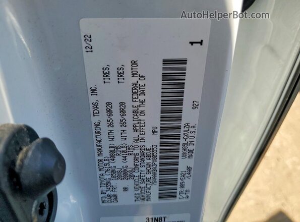 7SVAAABA3PX005553 2023 TOYOTA SEQUOIA Белый Вид наклейки с VIN-кодом