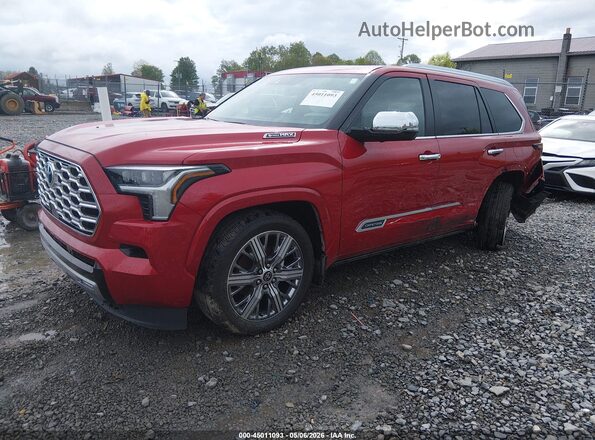 7SVAAABA3RX039950 2024 TOYOTA SEQUOIA Red Առջևի ձախ երեք քառորդ տեսարան