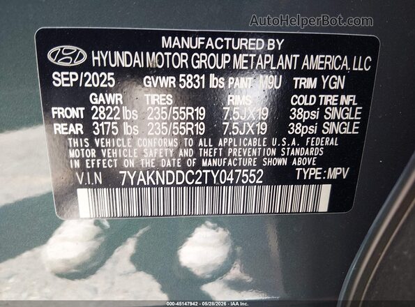 7YAKNDDC2TY047552 2026 HYUNDAI IONIQ 5 Green Engine compartment view