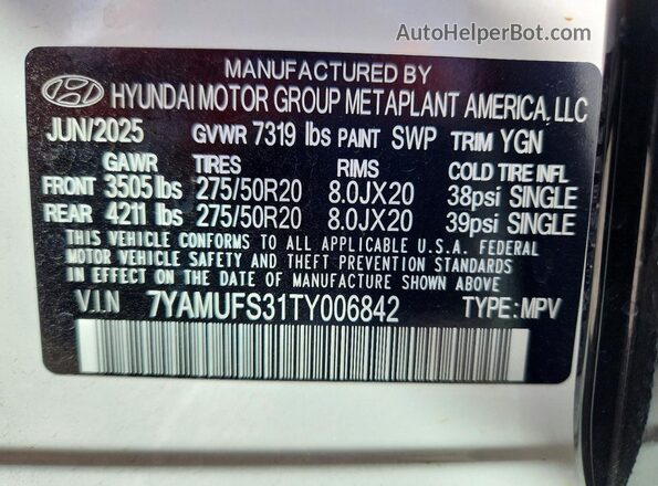 7YAMUFS31TY006842 2026 HYUNDAI IONIQ White 
