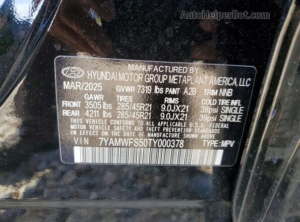7YAMWFS50TY000378 2026 HYUNDAI IONIQ Black VIN կոդի պիտակի տեսք