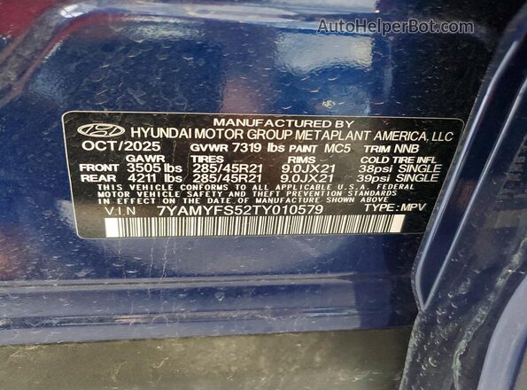 7YAMYFS52TY010579 2026 HYUNDAI IONIQ Синий 
