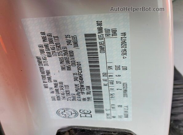 1FTEW1E49KFC35101 2019 FORD F150 White 