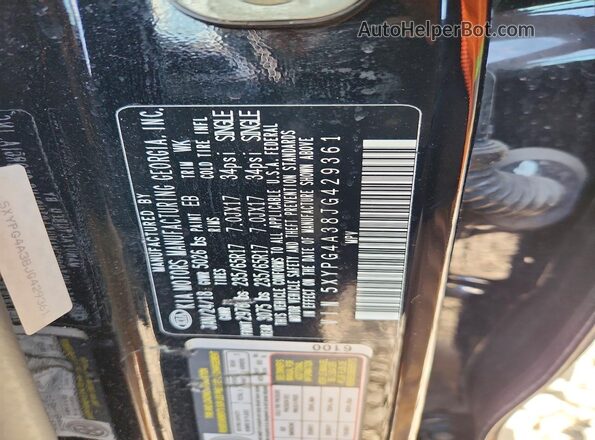 5XYPG4A38JG429361 2018 KIA SORENTO Black 
