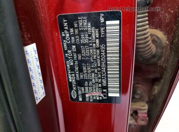 KM8J3CA49HU504495 2017 HYUNDAI TUCSON Red 