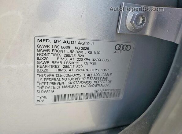 WA1VAAF71JD019111 2018 AUDI Q7 Gray Панорамний вид салону 360°
