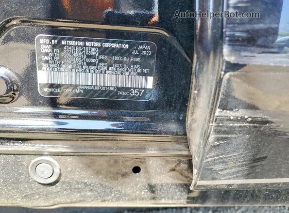 JA4ARUAU0PU016862 2023 MITSUBISHI OUTLANDER Черный Вид наклейки с VIN-кодом