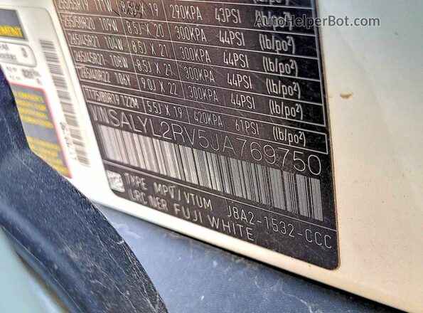 SALYL2RV5JA769750 2018 LAND ROVER RANGE White 