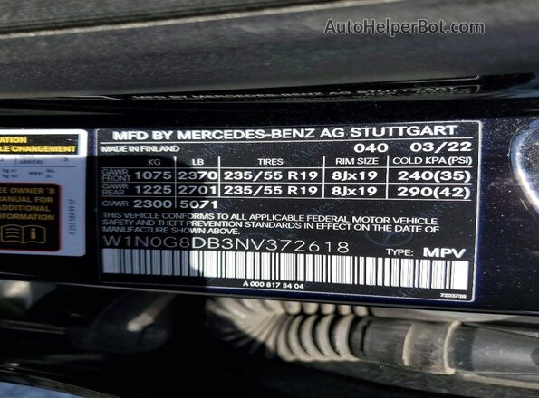 W1N0G8DB3NV372618 2022 MERCEDES-BENZ GLC-CLASS Black 