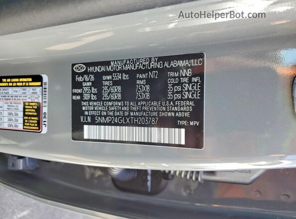 5NMP24GLXTH203787 2026 HYUNDAI SANTA FE Gray Vista interior de 360 grados