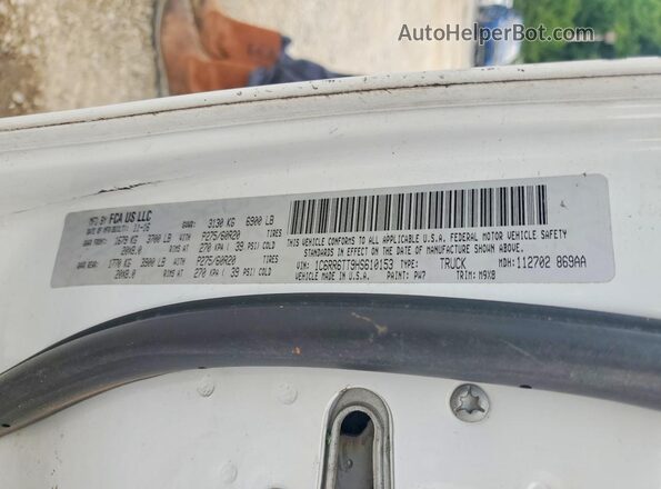 1C6RR6TT9HS610153 2017 RAM 1500 White VIN კოდის სტიკერის ხედი