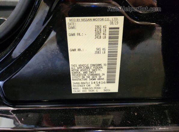 1N4BL4BV7LC145416 2020 NISSAN ALTIMA Black სალონის 360-გრადუსიანი ხედი