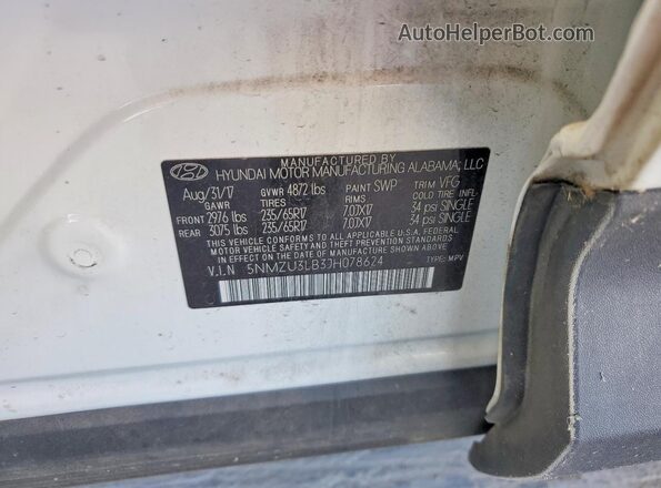 5NMZU3LB3JH078624 2018 HYUNDAI SANTA White 
