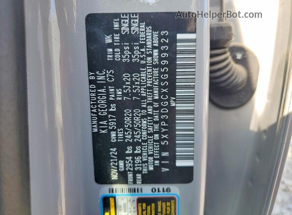 5XYP3DGCXSG599323 2025 KIA TELLURIDE Gray 