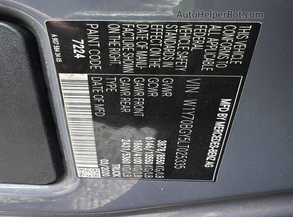 W1Y70BGY5LT025335 2020 MERCEDES-BENZ SPRINTER Синий 