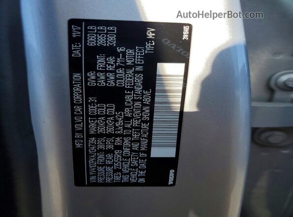 YV4102PK4J1347394 2018 VOLVO XC90 Silver Панорамний вид салону 360°