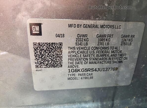 1G6KG5RS4JU137767 2018 CADILLAC CT6 Gray 