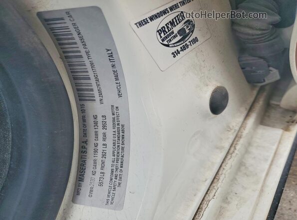 ZAM57RTA9G1177091 2016 MASERATI GHIBLI White Вид наклейки з VIN-кодом