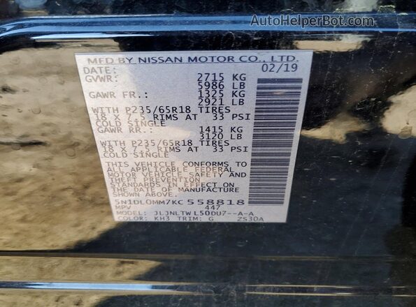 5N1DL0MM7KC558818 2019 INFINITI QX60 Black 