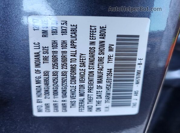 7FARW1H5XJE012644 2018 HONDA CRV Gray 