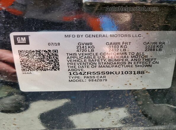 1G4ZR5SS9KU103188 2019 BUICK LACROSSE Black VIN sticker view