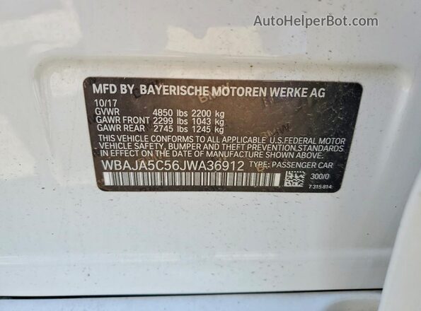 WBAJA5C56JWA36912 2018 BMW 7 SERIES Белый 
