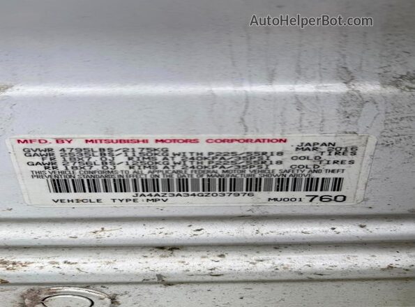 JA4AZ3A34GZ037976 2016 MITSUBISHI OUTLANDER White 