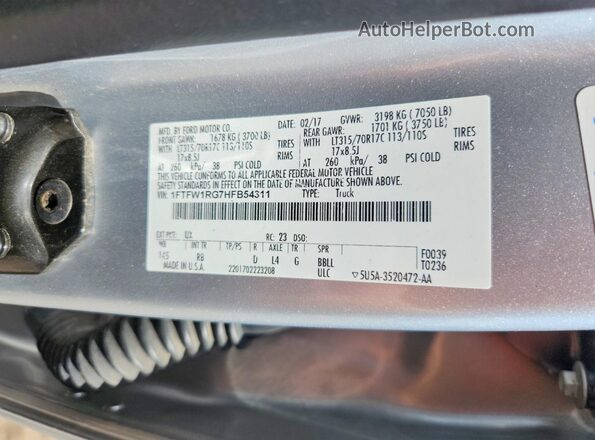 1FTFW1RG7HFB54311 2017 FORD F150 Silver 