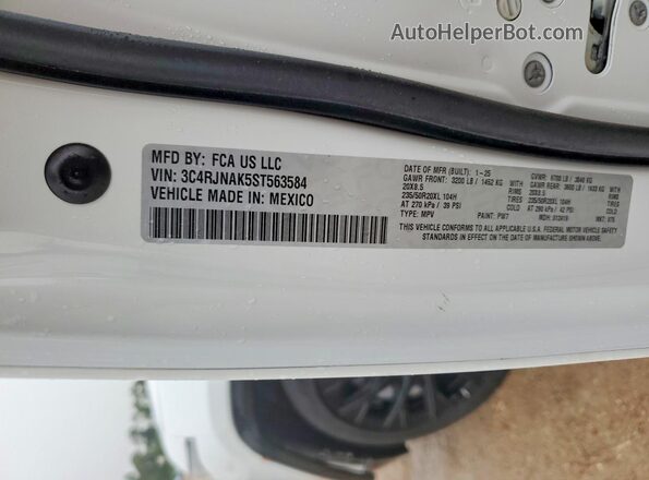 3C4RJNAK5ST563584 2025 JEEP WAGONEER White სალონის 360-გრადუსიანი ხედი