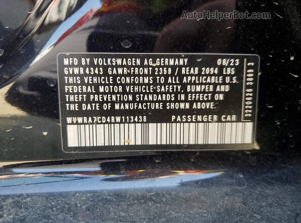 WVWRA7CD4RW113438 2024 VOLKSWAGEN GTI Black Widok naklejki z numerem VIN