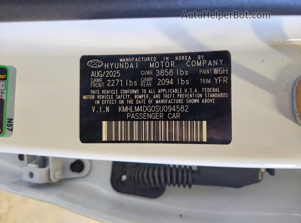 KMHLM4DG0SU094582 2025 HYUNDAI ELANTRA White 