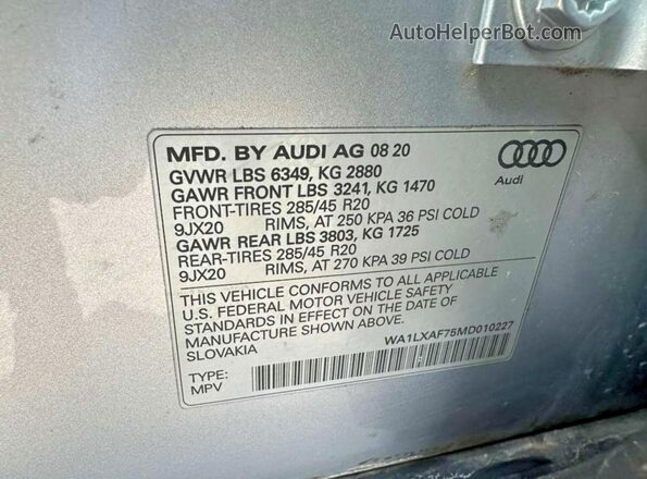 WA1LXAF75MD010227 2021 AUDI Q7 Silver Սալոնի հետևի տեսք