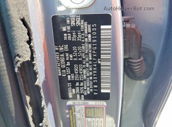 5XYRK4LFXPG191035 2023 KIA SORENTO Gray 