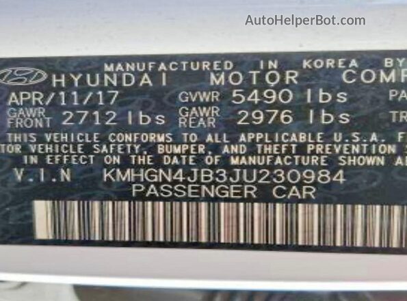 KMHGN4JB3JU230984 2018 GENESIS G80 Белый 