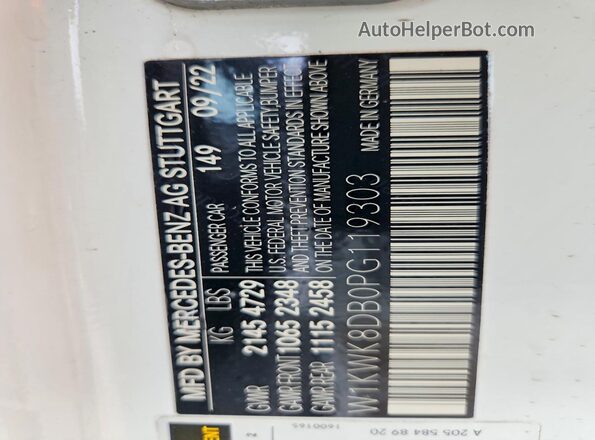 W1KWK8DB0PG119303 2023 MERCEDES-BENZ C Белый 