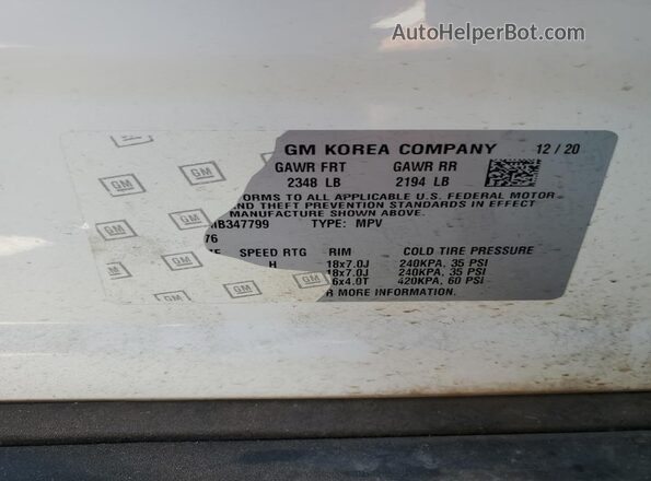 KL4CJASB4MB347799 2021 BUICK ENCORE White Vista interior de 360 grados