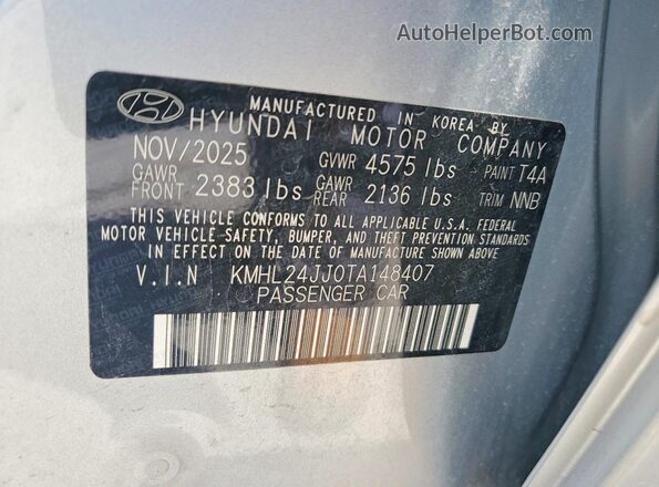KMHL24JJ0TA148407 2026 HYUNDAI SONATA Silver 